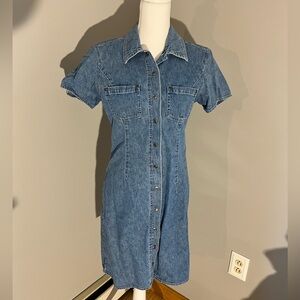 Vintage B Moss 90s Denim Button Down Shirt Dress